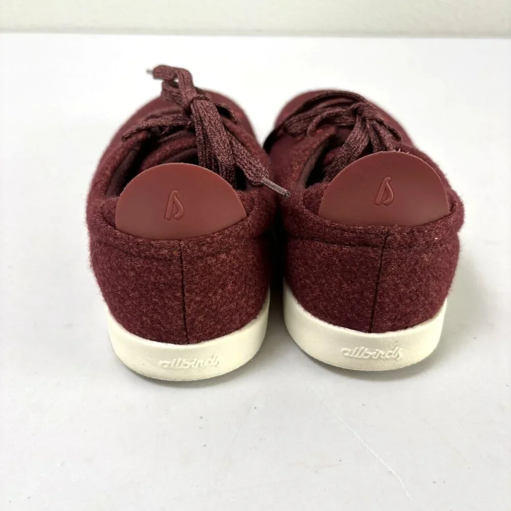 Allbirds WP Wool Pipers Shoes Womens 6 Burgundy Low Top Comfort Lace Sneakers - Picture 3 of 11